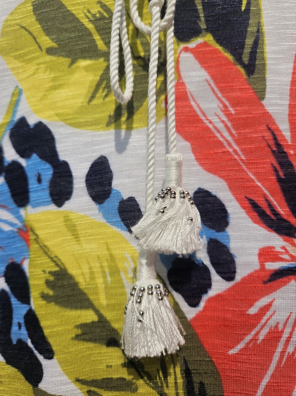 Tommy Bahama Floral Print Maxi Skirt with Drawstring Waist - White Multi 40in - Picture 4 of 8